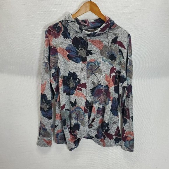 Jennifer Lopez Sweater Womens XXL Marbled/Floral Lightweight Loose Turtleneck - Picture 2 of 10